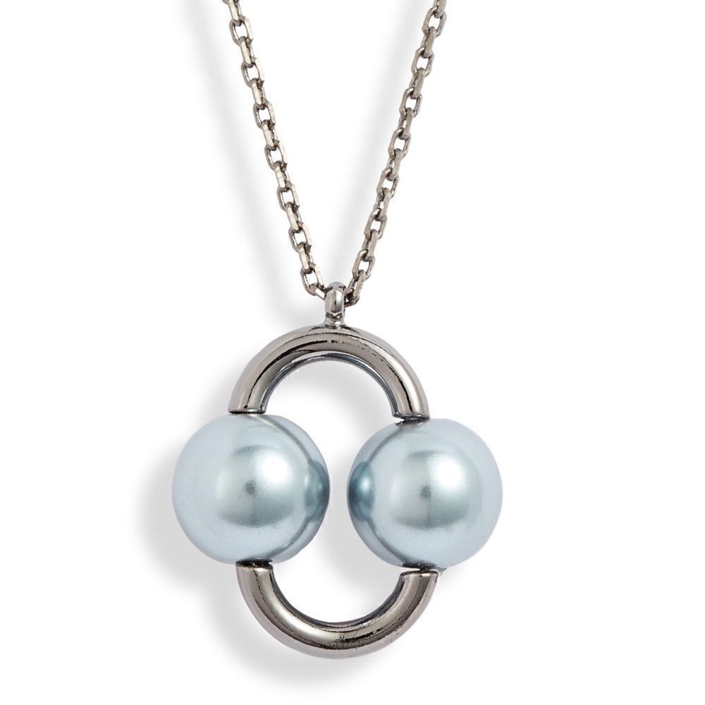 Kate Spade Gray Nouveau Pearls Imitation Pearl Gray Pendant Necklace New - Picture 2 of 7